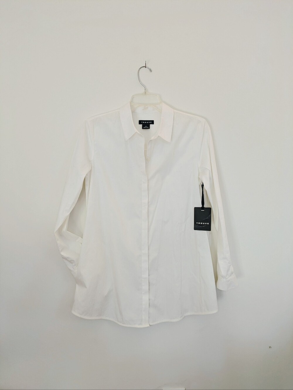 NWT XS Trouve Contemporary Open-Back Poplin Shirt